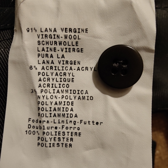 Armani Collezioni Silver Pin Strip Dark Gray Wide Leg Pants, Size 10 - Picture 4 of 13